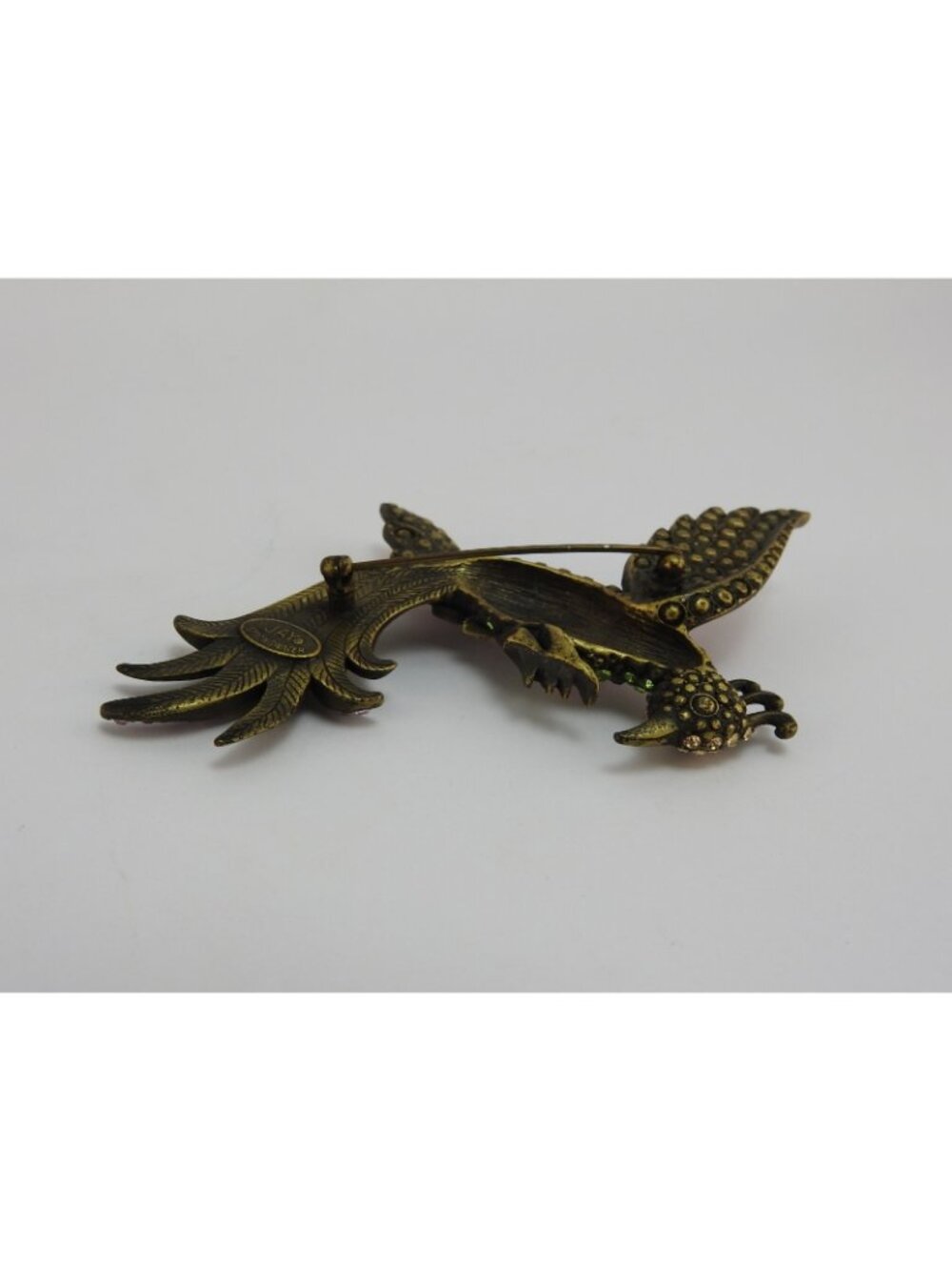 Jay Strongwater Crystal Exotic Bird of Paradise Lg Brooch Pin Multicolor 4" Box - Picture 9 of 16